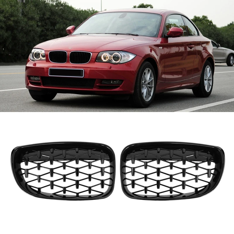 

Car Diamond Front Kidney Bumper Grilles Racing Grill Grille For BMW E81 E82 E87 E88 128I 130I 135I 07-11 Gloss Black Grills