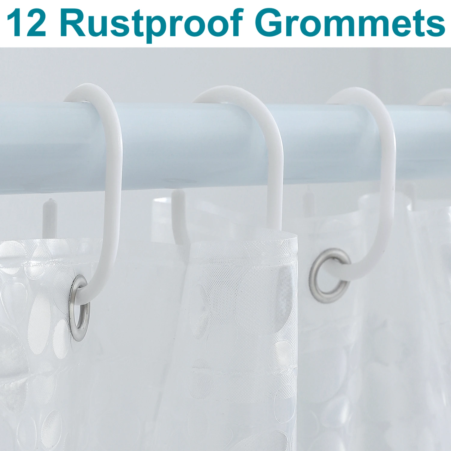 1pc Pebble Clear Shower Curtain Liner, 71" X 71", PEVA 3D Plastic Shower Liner With Rustproof Metal Grommets And Weighted Magnet