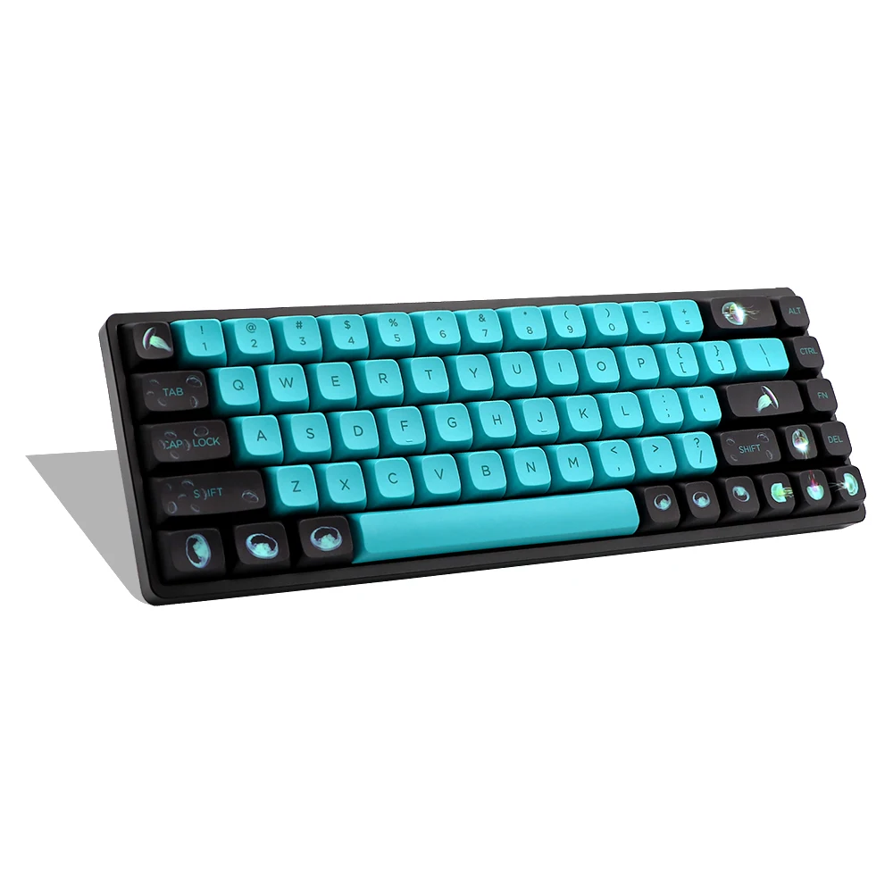 Xda-ocean Jellyfish Dye Sub Keycap Grupo Pbt Grosso para Teclado G60 Poker 87 104 Ansi Xd64 Rk61 Xd68 Xd84 Xd96 Azul e Preto v2 - Imagem 4