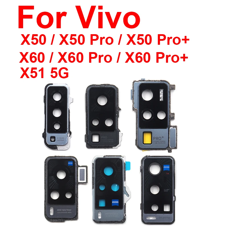 Фото Задняя стеклянная рамка для объектива камеры задняя крышка для Vivo X50 X60 X50Pro X60Pro + Plus фотодержатель кронштейн наклейка детали №1