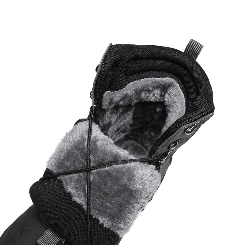 Men's Winter High-Top Snow Boots with Fleece Lining Thickened Waterproof Non-Slip Warm and Cold-Resistant Cotton Work Shoes - 3