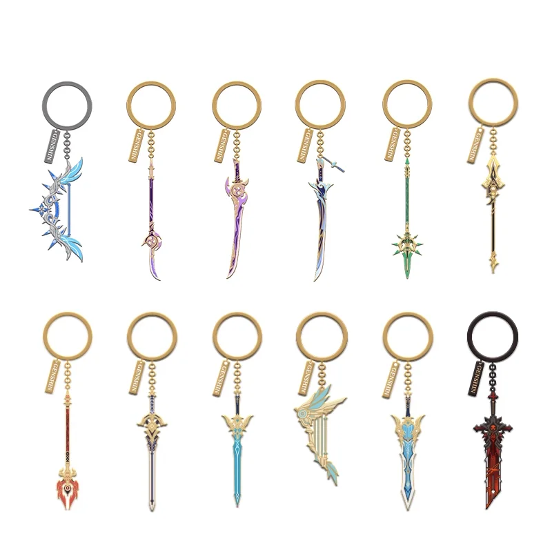 

New Genshin Impact Keychain Game God Cast Shaped Series Weapon Pendant Toy Metal Souvenir Handicraft Fans Gift