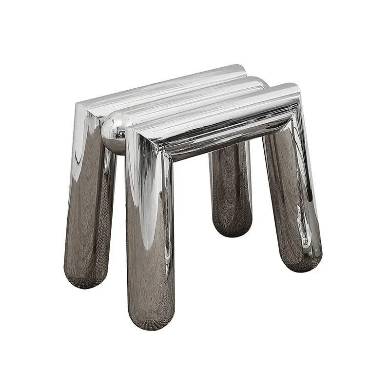 Furniture Stainless Steel Shoes Stool Mobile Design Living Room Shelf Tea Table Hallway Ottoman Low Stools Bedroom Makeup Stool