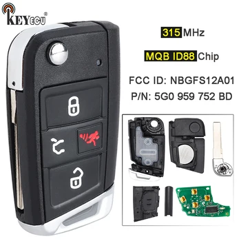 Keyforkess 315MHz MQB AES ID88 Chip muslimb 5 g0 959 752 BD Flip Remote Key Fob per Volkswagen VW GTI Golf SportWagen E-Golf