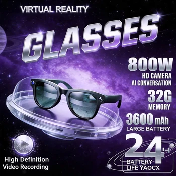 Occhiali Smart AI 2026 con Fotocamera 4K HD, M02 Ultra ChatGPT, Custodia di Ricarica da 3600mAh con Power Bank, 32GB, Traduzione, Musica e Video, Occhiali da Sole
