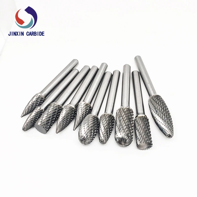 Manufacturer Porting Tools 1/4‘’ 10pcs Double Cut Solid Tungsten Carbide Burr Cutter Fiber Dental Carbide rotary file 6