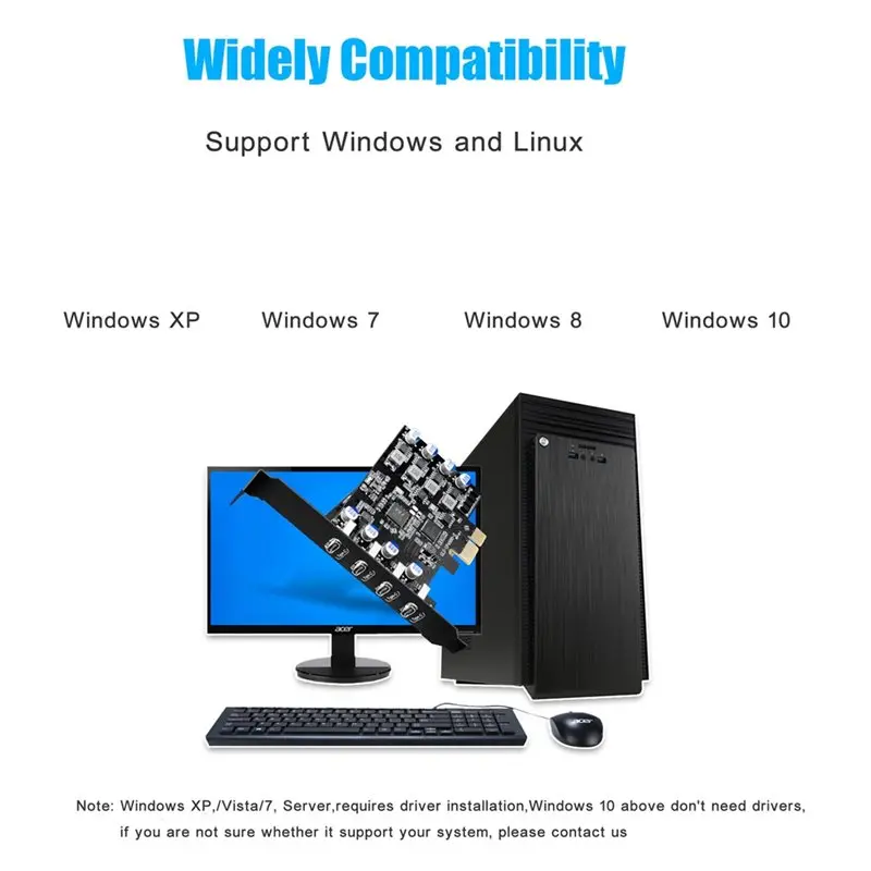 4포트 USB PCIE 카드 Pcie USB 3.0 확장 카드 4X 타입 C (로우 프로파일 브래킷 포함) 데스크탑 PC 데이터 전용