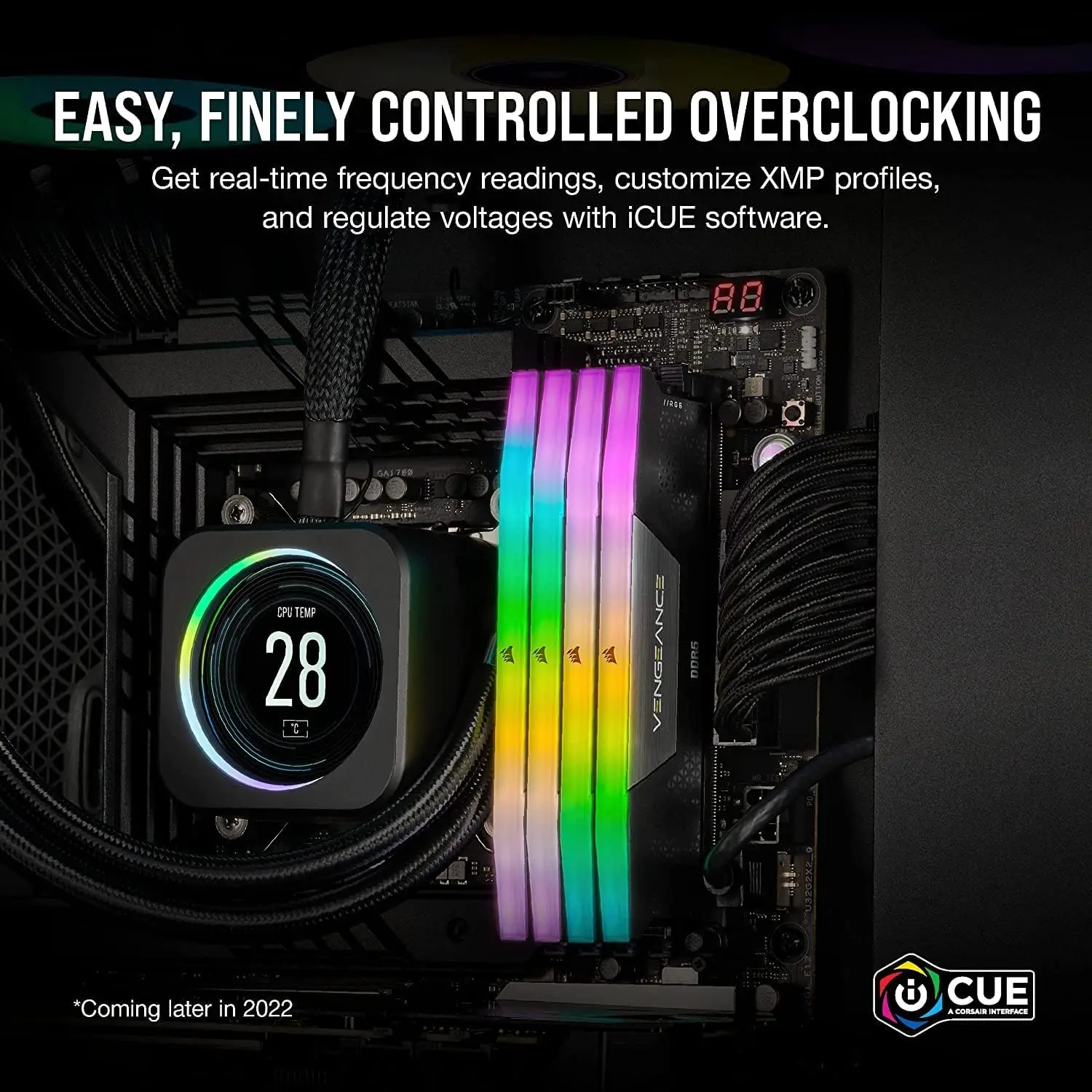 CORSAIR VENGEANCE RGB DDR5 RAM, 32GB (2x16GB), 6800MHz 인텔 XMP iCUE 호환 컴퓨터 메모리, 블랙