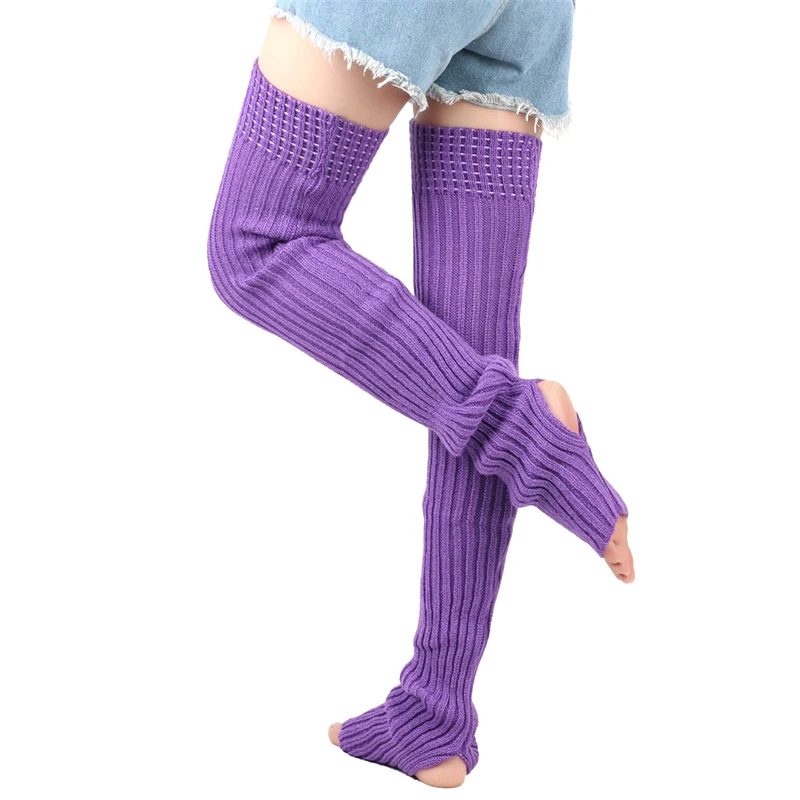 80 cm Frauen Beinlinge Winter Mädchen Weibliche Bein Abdeckung Für Gym Fitness Gestrickte Wolle Dance Ballett Yoga Lose Socken lange Strumpf – Detail 14
