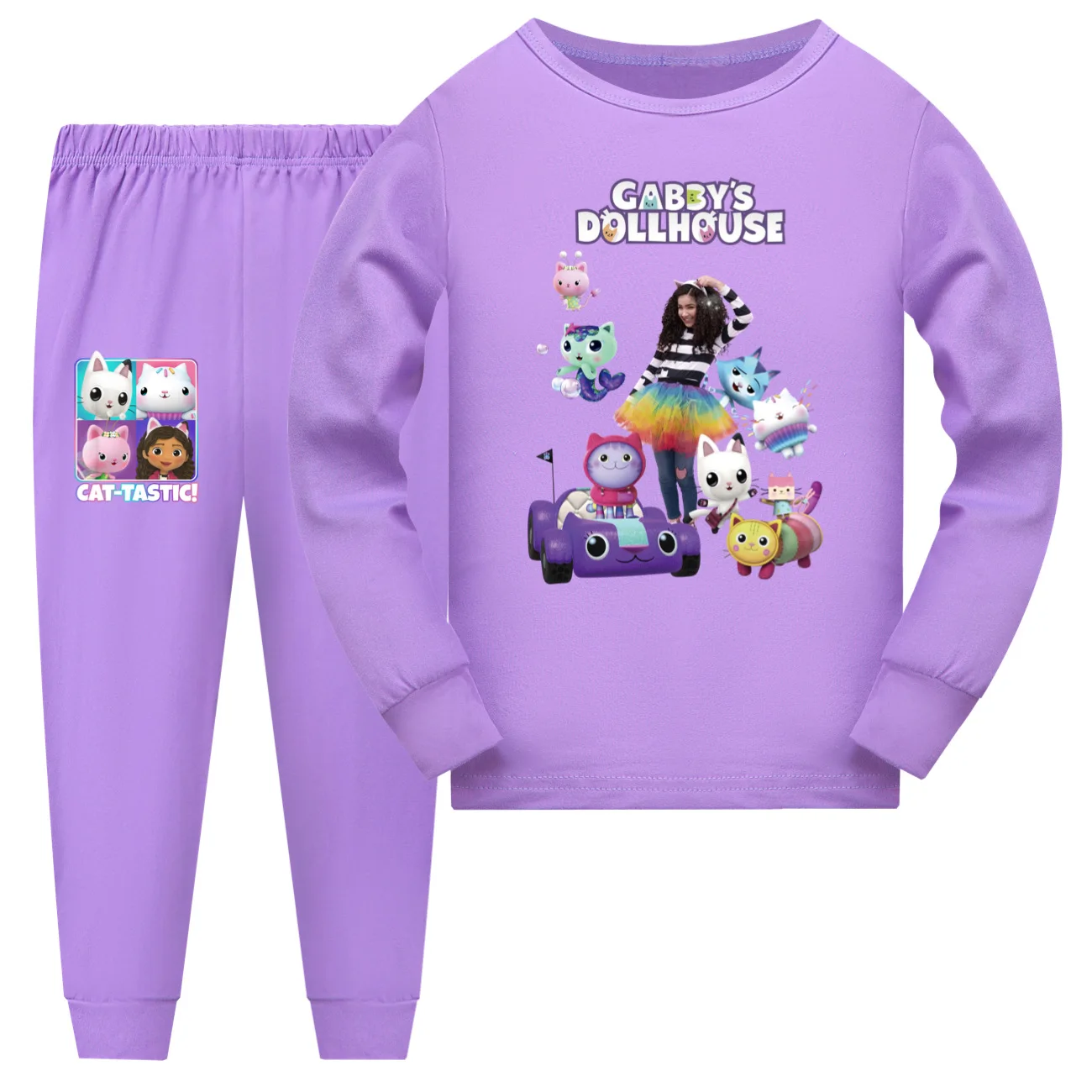 Gabbys Dollhause Pijama Kids Cartoon Gabby Cats Clothes Baby Girls Long Sleeve Tops Pants 2pcs Sets Children's Casual Sleepwear