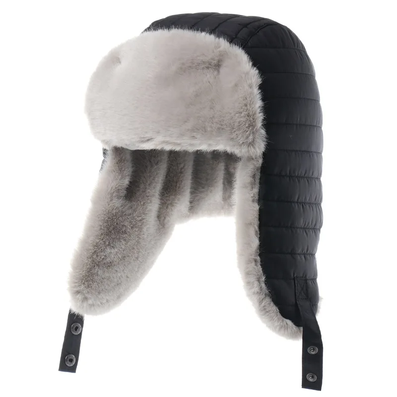 RUIXIA Russische Wintermütze Für Männer - Faux Pelz Cap Mit Ohrenklappen & Mundschutz In Schwarz/Braun/Grau