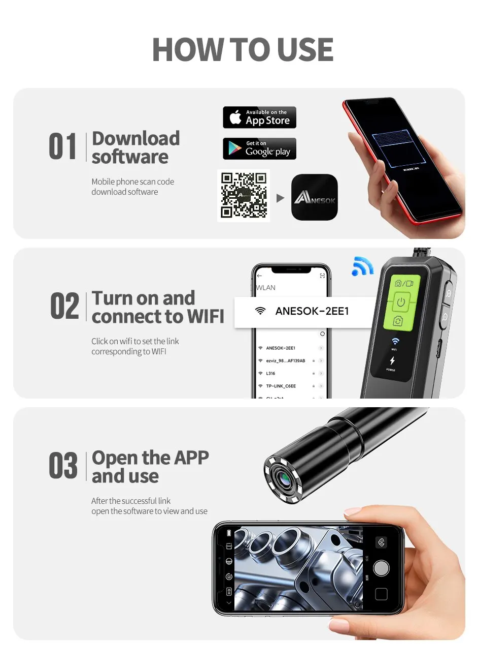 S4bbac0cc3a624f44a1d23b2426ad8872K Wireless Endoscope 1080P Single and Dual Lens WiFi Borescope Inspection Camera Waterproof Snake Pipe Camera For Android IOS Mallzona