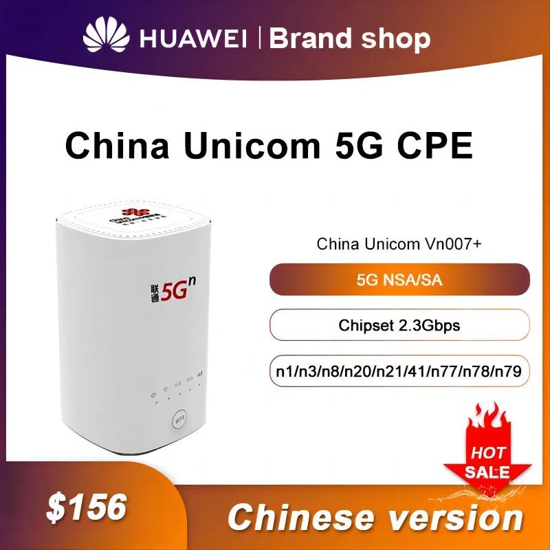 Router Wireless Cpe Pro Originali China Unicom 5G Cpe Vn007 + Con Supporto Per Scheda Sim 5G Nsa/Sa Nr N1/N3/N8/N20/N21/N41/N77/N78/N79