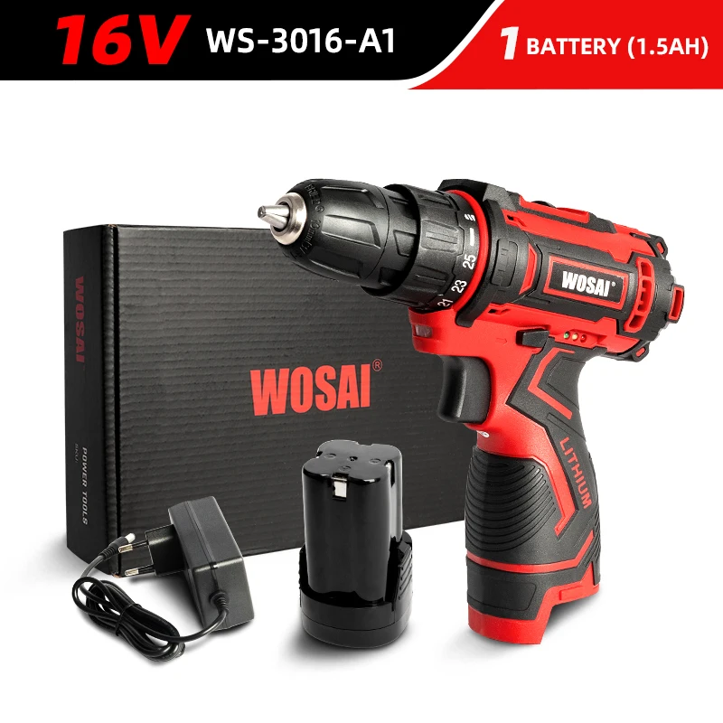 black and decker electric drill WOSAI 12V 16V 20V Cordless Drill Electric Screwdriver Mini Wireless Power Driver DC Lithium-Ion Battery 3/8-Inch best cordless pruning shears Power Tools