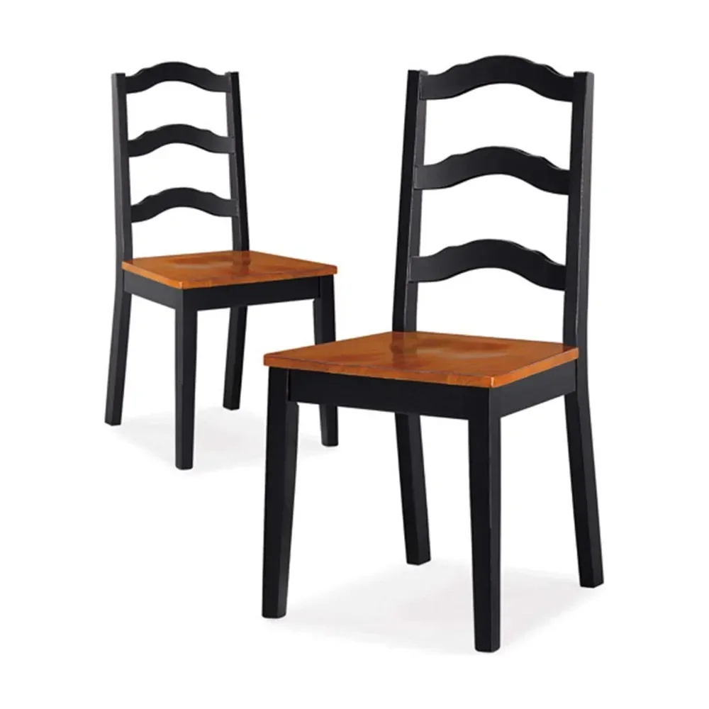 

Portable Chair Set of 2 Autumn Lane Ladder Back Dining Chairs Chaise Salle a Manger Black and Oak Bar Stools Home Furniture