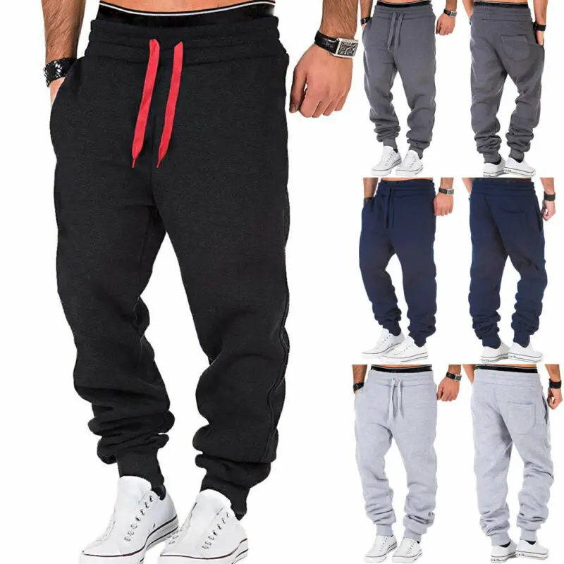 MensSportPantsSweatpantsTracksuitSlimFitGymWorkoutJoggers