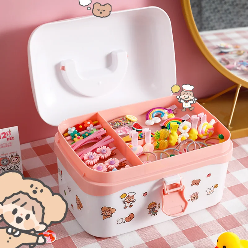 LOXI Cartoon Household Large Multi-function Rubber Band Storage Cute  Children's Hair Accessories Organizer Box Jewel Case - AliExpress