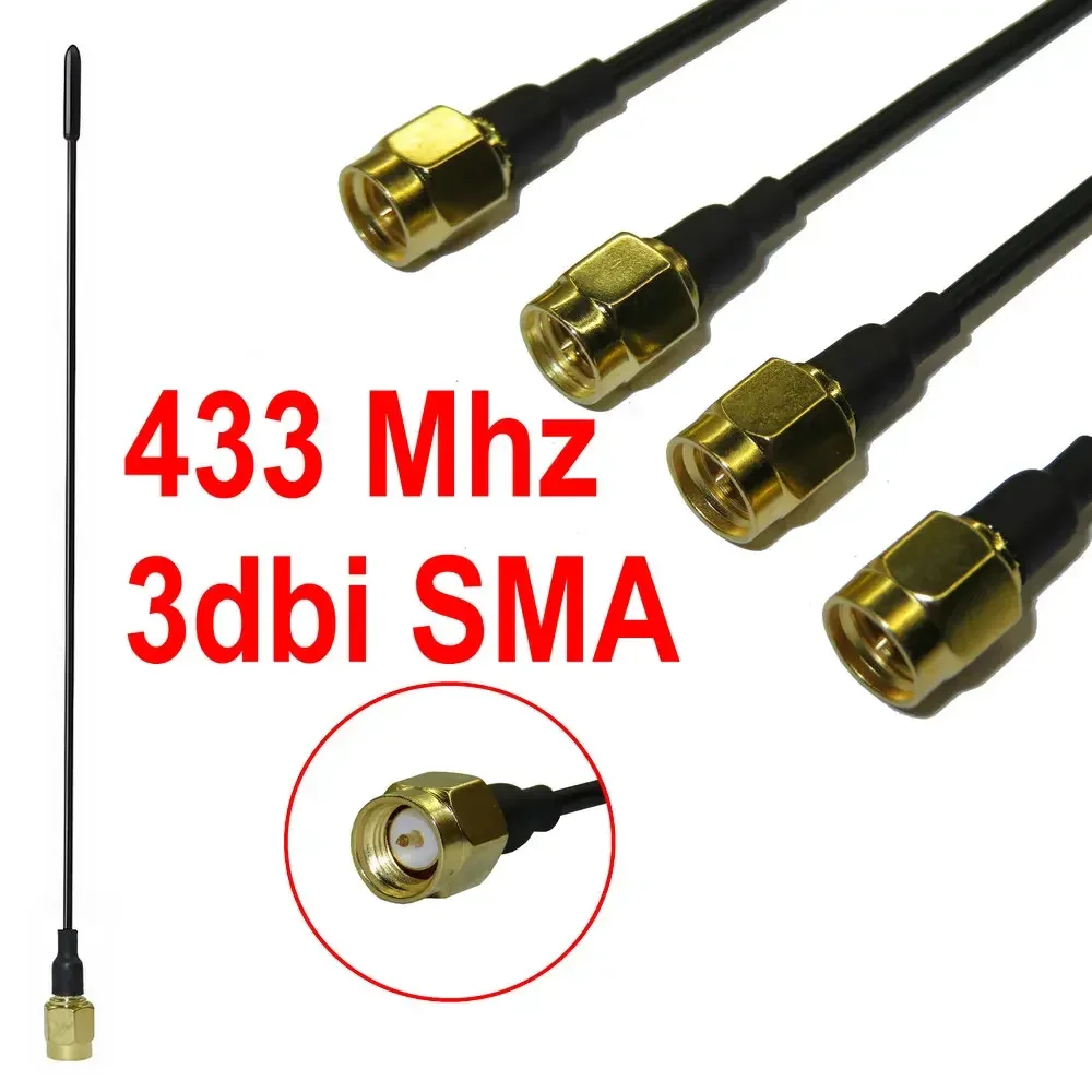 Antenna Connector Plug 1/2/4/10Pcs 433Mhz Sma Male Straight Carbon Steel Bendable LORA LORAWAN 433 IOT Antena antenna connector plug