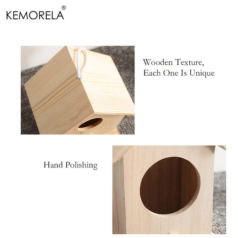 KEMORELA Pet Bird House Wooden Bird House Warm Breeding Box Natural Wooden Cage Birdhouse Box Resting Place
