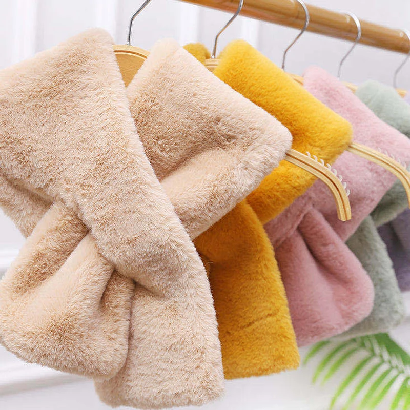 

Winter Luxury Warm Thicken Scarfs Faux Rabbit Fur Plush Cross Collar Scarf Shawl Warm Soft Thicken Snood Scarves Women Scarf