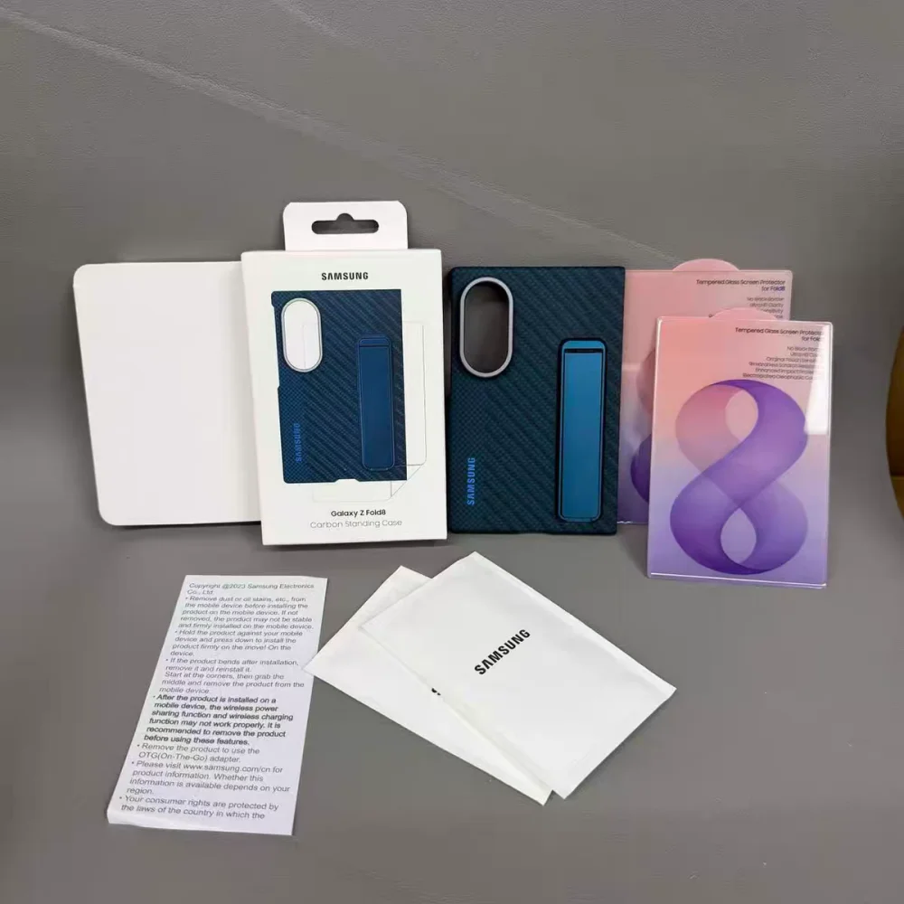 Carbon Fiber Texture Foldable Phone Case with Stand - Anti-Fall Hard Cover for Samsung Galaxy Z Fold