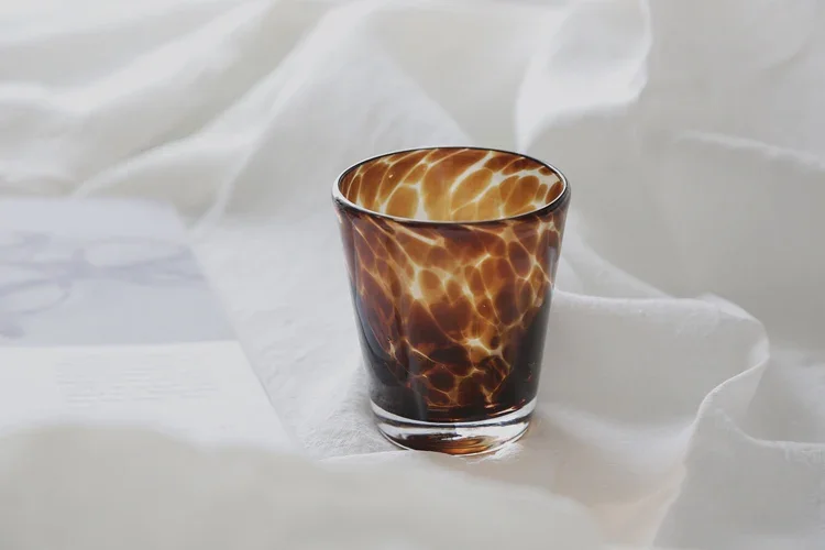 Lazzy House Foreign Trade Retro Old Fashion Tortoiseshell Leopard Pattern Handmade Glass Water Glass Wine Whisky Glasses