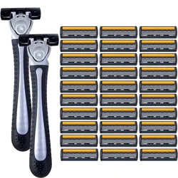 Deluxe Stainless Steel Safety Razor for a Smooth & Comfortable Shave (2Holder  30Blades)