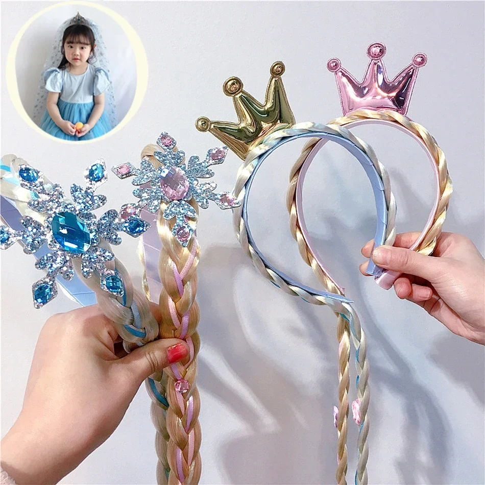 Elsa Cosplay Weben Zopf Tangled Kinder Rapunzel Stirnband Prinzessin Haar Mädchen Perücke Prinzessin Mädchen Stirnband Kinder Haar Hoop Geflochten – Detail 3