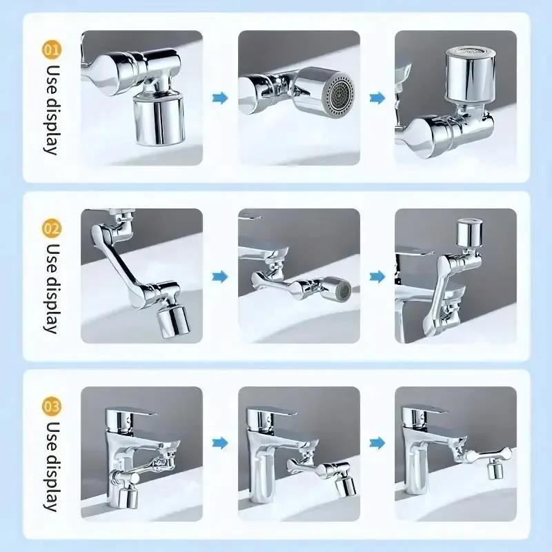 Faucet Extender ABS 1080 ° Rotating Universal Rocker Arm Mechanical Splash Proof Filter Screen Convenient and  Practical