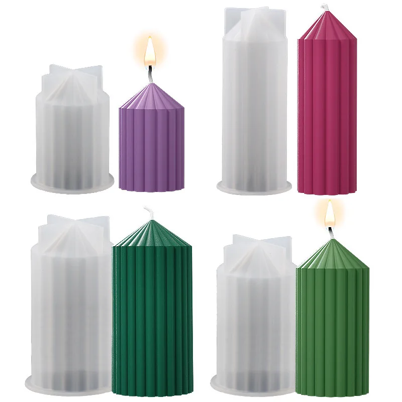 Classica Riser Striped Cylindrical Candle Silicone Mold Church Wedding Decoration Candle Making Mold Diy Scented Candle Making ﻿