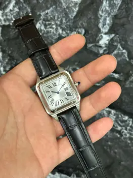 New Luxury Men's Quartz Watch Square Roman Numeral Dial Trendy Casual Business Watch Leather Strap Japanese Movement Stainless