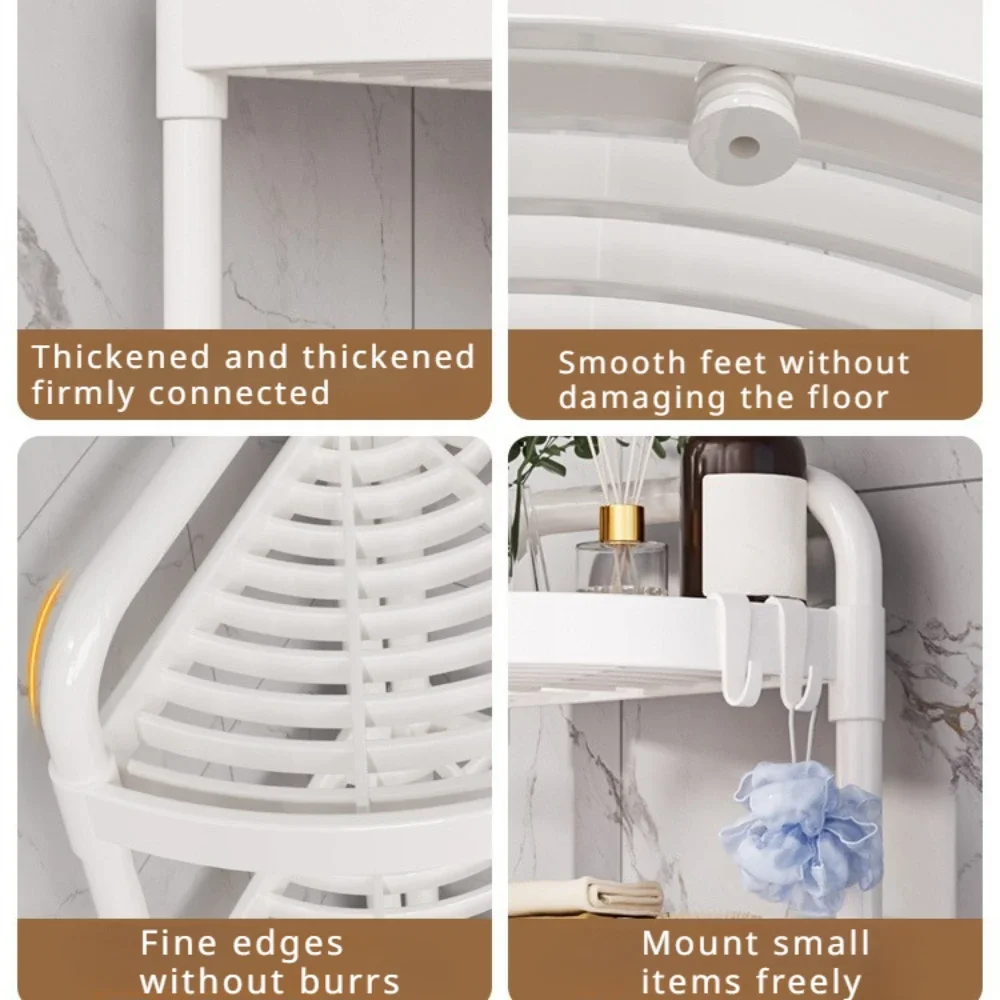 Movable Bathroom Corner Triangle Shelf Floor standing Toilet Multi Story Storage Rack Tier Corner Shelf Kitchen Storage Rack