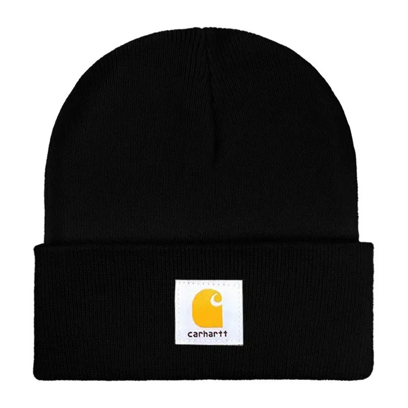 Gorro de lana tejido Unisex para hombres y mujeres, gorro elástico de Color, etiqueta de moda, calentador de orejas para exteriores, gorro tipo jersey