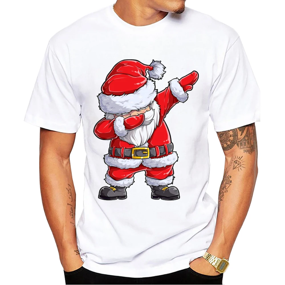 Teehub lustige Weihnachten T-Shirts Santa Claus Männer T-Shirts Frohe Weihnachten drucken Kurzarm T-Shirt Sport Tops