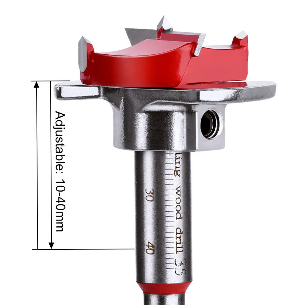 Forstner Drill Bit Diameter 15-35mm Carbide Hinge Hole Drill Bit Flat Wing Drill Hinge Reamer Adjustable Quickly Hole Puncher