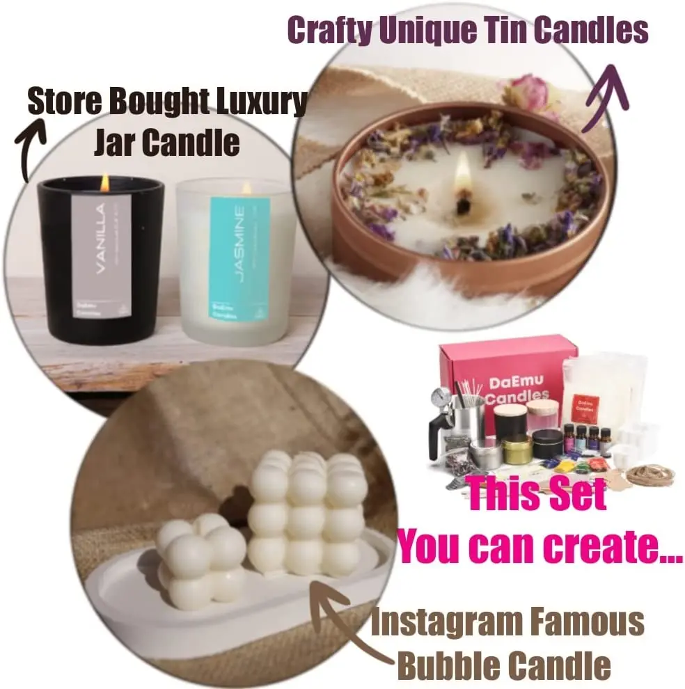 Full Candle Making Supplies for Adults Kids Beginners, Including Natural Soy Wax, Wicks & More, Best Homemade DIY Starter Set
