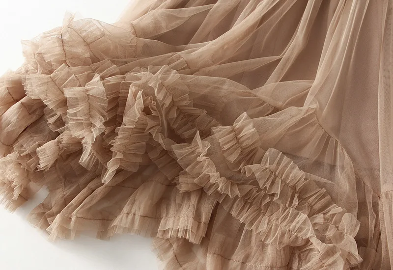 New In 2025 Women's Spring Summer Solid Color Tulle A-line Sweet Tutu Long Skirt Female Korean Fsahion Party Mesh Skirts