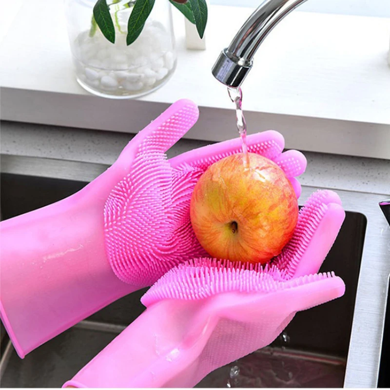 Pet Grooming Cleaning Gloves Dog Cat Bathing Shampoo Glove Scrubber Magic Dishwashing Cleanner Sponge Silicon Hair Removal Glove