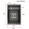 New Nanometer Black 304 Stainless Steel Handmade kitchen Bar Counter Sink Cover hidden Single Kitchen Small Size Kitchen Sink 3