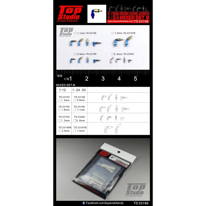 

Top Studio TD23186 1/20-24 Resin Hose Joints Mixed Set B Detail-up Set Model Car Modifications Hand Made Model