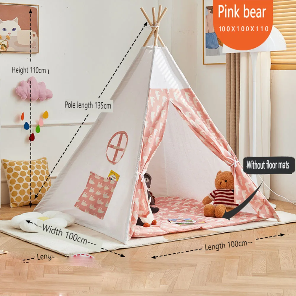 Children's Tent Teepee Tent for Kids Portable Tipi Infantil House for Kids Play House Kids Tents LED Lights Decoration Carpet 6