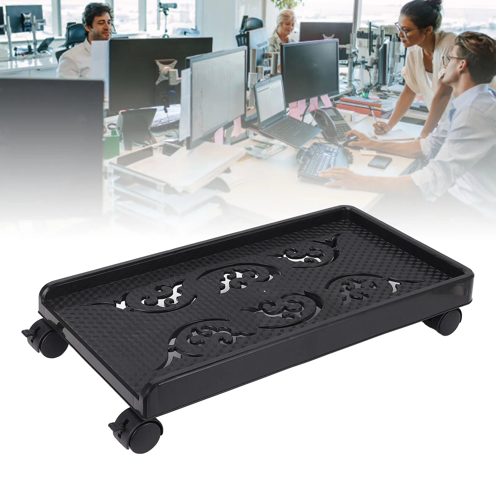CPU Under-Desk Stand With 4 Wheels Mobile Computer Tower Stand For ATX Cases Heavy-Duty Adjustable Universal Computer Stand