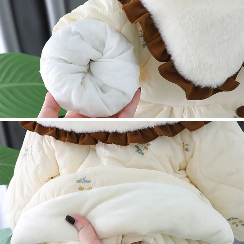 Kids Jackets Winter Coat Child Warm Coat Toddler Outwear Big Collar Fashion Fleece Thick Infant Toddler Girl Clothes 1-5Y Baby Girls Coat Winter Jacket