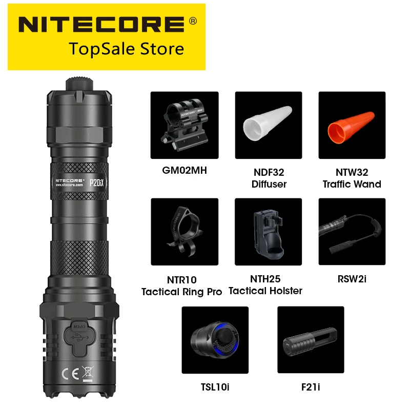 

NITECORE P20iX 4000 Lumen Super Bright Military Tactical Flashlight 5000mAh NL2150HPi Battery USB-C Rechargeable Torch