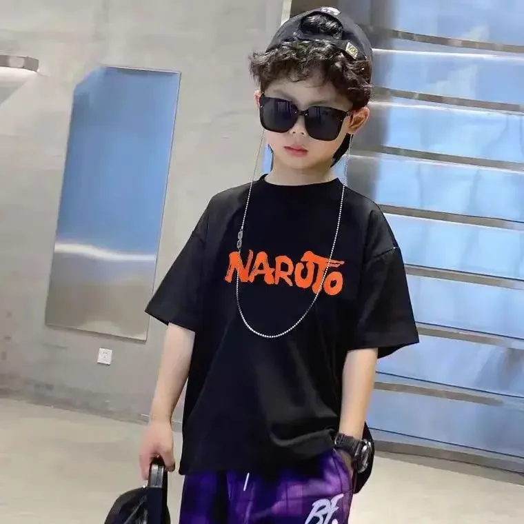 2024 Japan Anime 3-14y Teenager Summer Boys Girls Baby Cotton Printed T Shirt Short Sleeve Tee Childrens Size Cartoon Kids Tops 3