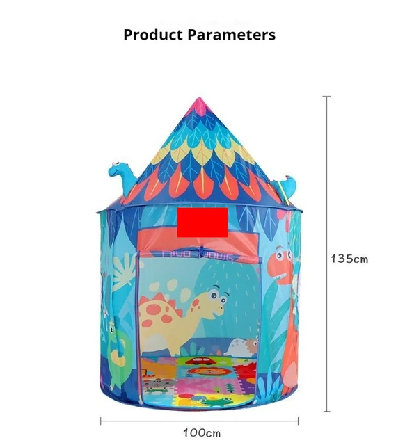 Tenda Da Gioco A Soggetto Dinosauro Per Bambini - Pop-Up, 135x105 Cm, Per Interni Ed Esterni - Foto 5