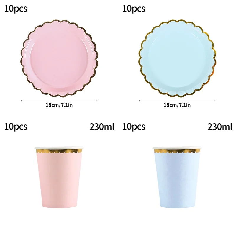 10-Piece Disposable Celebration Tableware Set with Cups, Plates, and Straws