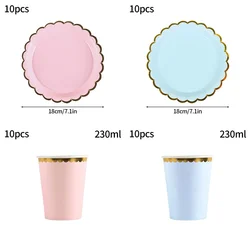 10 - Piece Disposable Celebration Tableware Set with Cups, Plates, and Straws - As picture (D set)