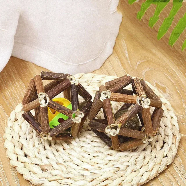 Catnip Ball Cat Interactive Toy For Kitten Matatabi Polygonum Cleaning Cats Teeth Healthy Catnip Wooden Balls Pet supplies 4
