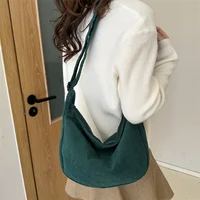 Corduroy Shoulder Bag Minimalist Crossbody Bag Women's Handbags Fashion Fabric Underarm Bag Solid Color Zipper Female Handbag 2